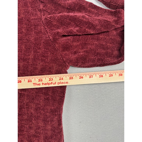 Croft & Barrow Mens XL Burgundy Red Textured Chenille Knit Crewneck Sweater - Picture 9 of 10